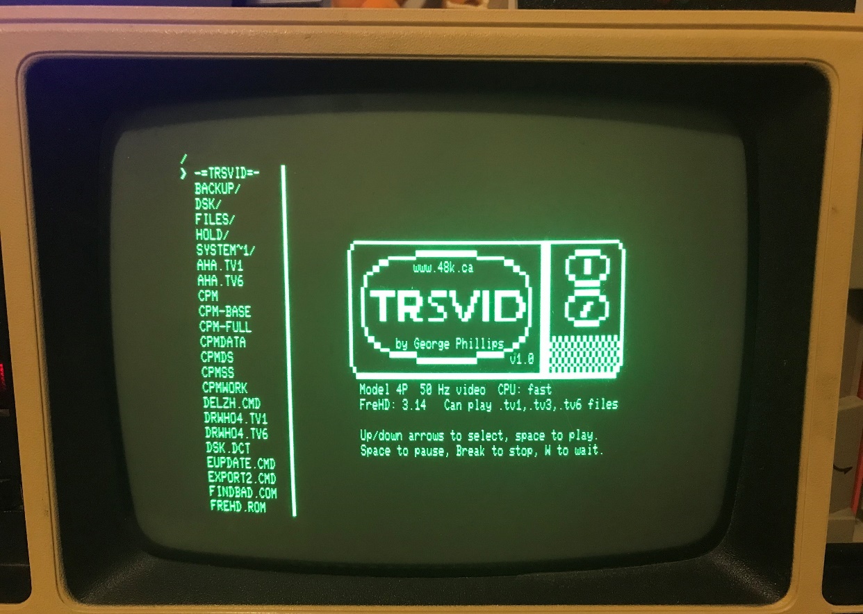TRSVID, FreHD Version numbers and Load Screen on the 4P